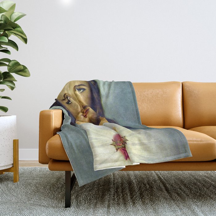 Sacred Heart Of Jesus Throw Blanket Gallery Image 1