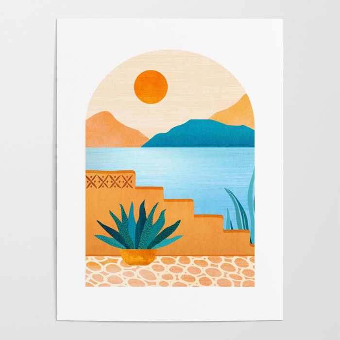 Colorful Desert Scene Illustration Poster Gallery Image 4