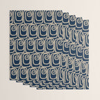 Mid Century Modern Twist Pattern in Mid Mod Navy Blue and Cream Beige Wrapping Paper Gallery Image 3