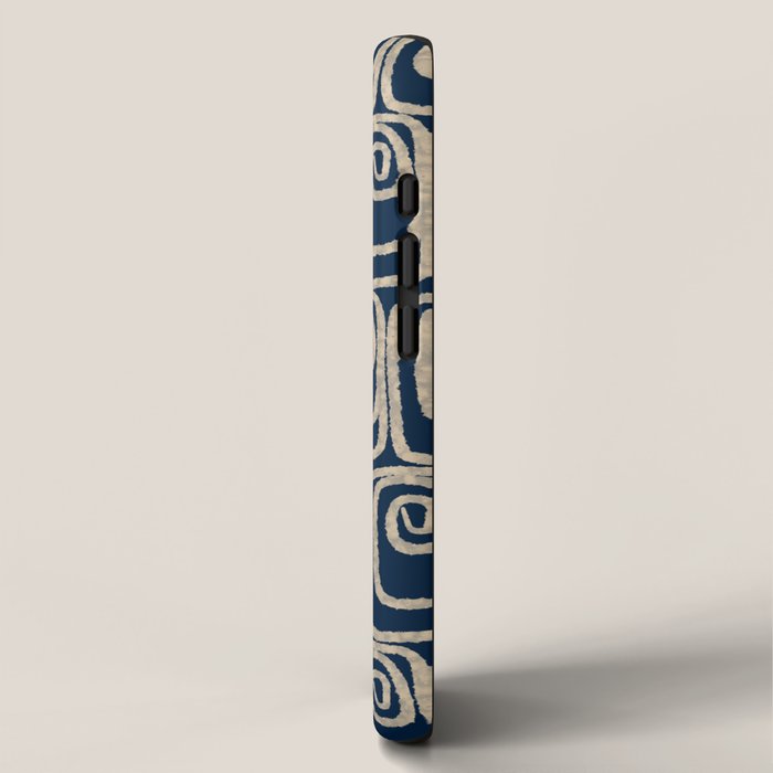Mid Century Modern Twist Pattern in Mid Mod Navy Blue and Cream Beige iPhone Case Gallery Image 2