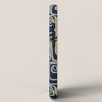 Mid Century Modern Twist Pattern in Mid Mod Navy Blue and Cream Beige iPhone Case Gallery Image 2