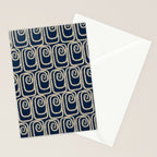Mid Century Modern Twist Pattern in Mid Mod Navy Blue and Cream Beige Stationery Card Gallery Image 2