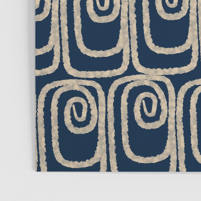 Mid Century Modern Twist Pattern in Mid Mod Navy Blue and Cream Beige Poster Gallery Image 3