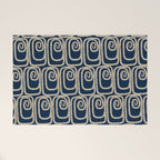 Mid Century Modern Twist Pattern in Mid Mod Navy Blue and Cream Beige Welcome Mat Gallery Image 1