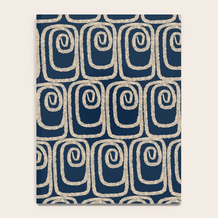 Mid Century Modern Twist Pattern in Mid Mod Navy Blue and Cream Beige Notebook Gallery Image 4