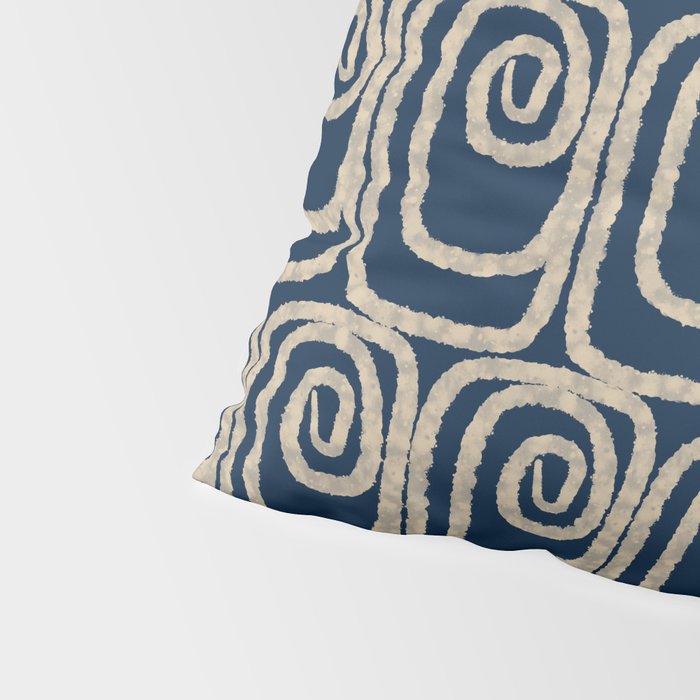 Mid Century Modern Twist Pattern in Mid Mod Navy Blue and Cream Beige Pillow Sham Gallery Image 4