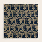 Mid Century Modern Twist Pattern in Mid Mod Navy Blue and Cream Beige Wood Wall Art Gallery Image 1