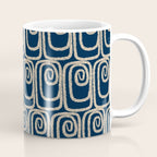 Mid Century Modern Twist Pattern in Mid Mod Navy Blue and Cream Beige Coffee Mug Gallery Image 1