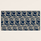 Mid Century Modern Twist Pattern in Mid Mod Navy Blue and Cream Beige Desk Mat Gallery Image 3