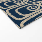 Mid Century Modern Twist Pattern in Mid Mod Navy Blue and Cream Beige Welcome Mat Gallery Image 2