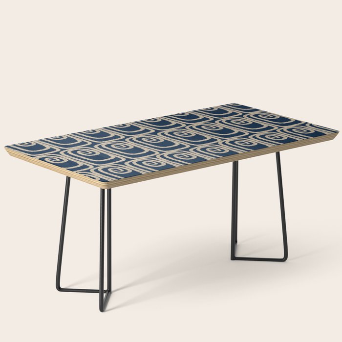 Mid Century Modern Twist Pattern in Mid Mod Navy Blue and Cream Beige Coffee Table Gallery Image 1