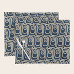 Mid Century Modern Twist Pattern in Mid Mod Navy Blue and Cream Beige Placemat Gallery Image 1