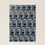 Mid Century Modern Twist Pattern in Mid Mod Navy Blue and Cream Beige Stationery Card Gallery Image 2