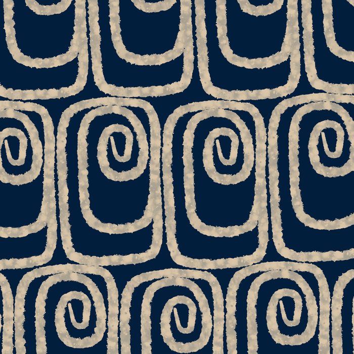 Mid Century Modern Twist Pattern in Mid Mod Navy Blue and Cream Beige Coffee Mug Gallery Image 2