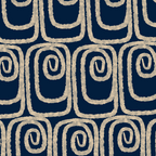 Mid Century Modern Twist Pattern in Mid Mod Navy Blue and Cream Beige Coffee Mug Gallery Image 2