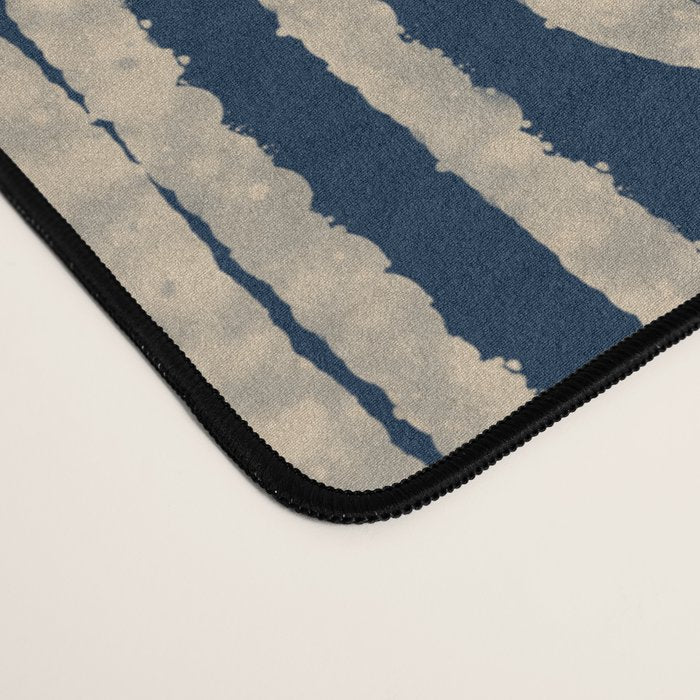 Mid Century Modern Twist Pattern in Mid Mod Navy Blue and Cream Beige Desk Mat Gallery Image 4