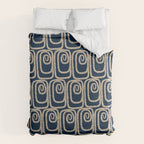 Mid Century Modern Twist Pattern in Mid Mod Navy Blue and Cream Beige Duvet Cover Gallery Image 6