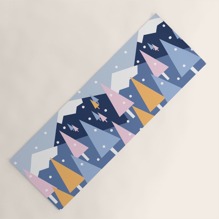 Snowy mountains and trees Yoga Mat Gallery Image 1
