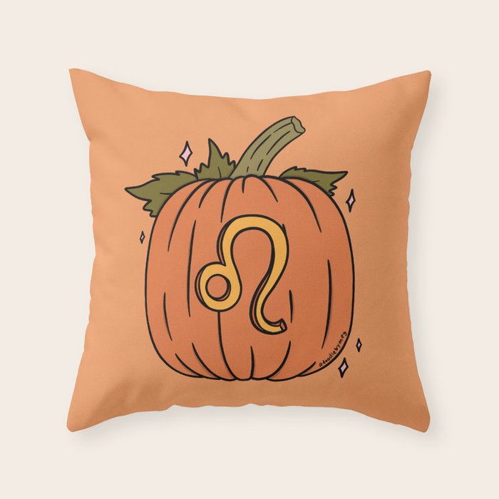 Leo Pumpkin Throw Pillow Gallery Image 1
