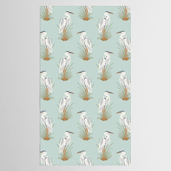 Coastal Cranes on Soft Aqua Tablecloth Gallery Image 2