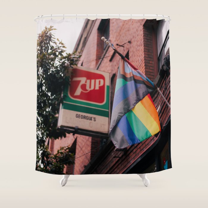 Pride Flag City Photo Shower Curtain Gallery Image 1