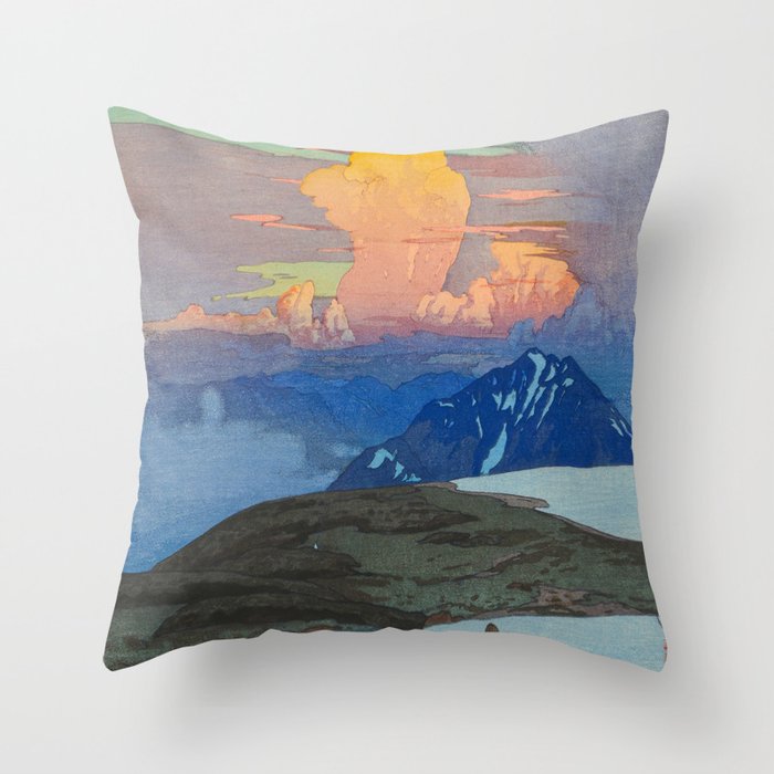 Japan Alps Vintage Beautiful Japanese Woodblock Print Hiroshi Yoshida Landscape Throw Pillow Gallery Image 6