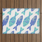 Indonesian Fish Duo - Navy & Turquoise Palette Outdoor Rug Gallery Image 1
