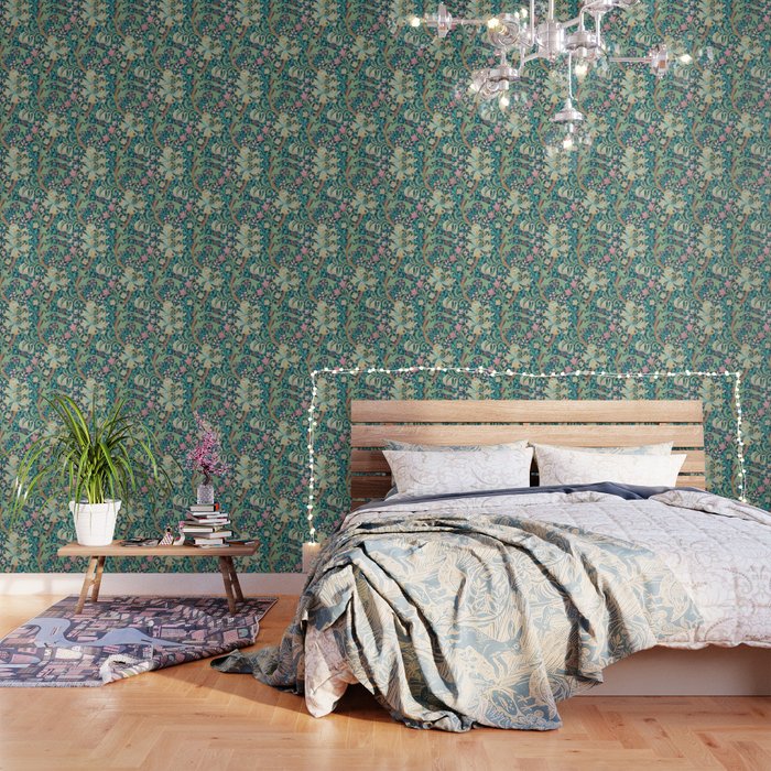 William Morris Golden Lily Bright Green Gold Pink Wallpaper Gallery Image 3
