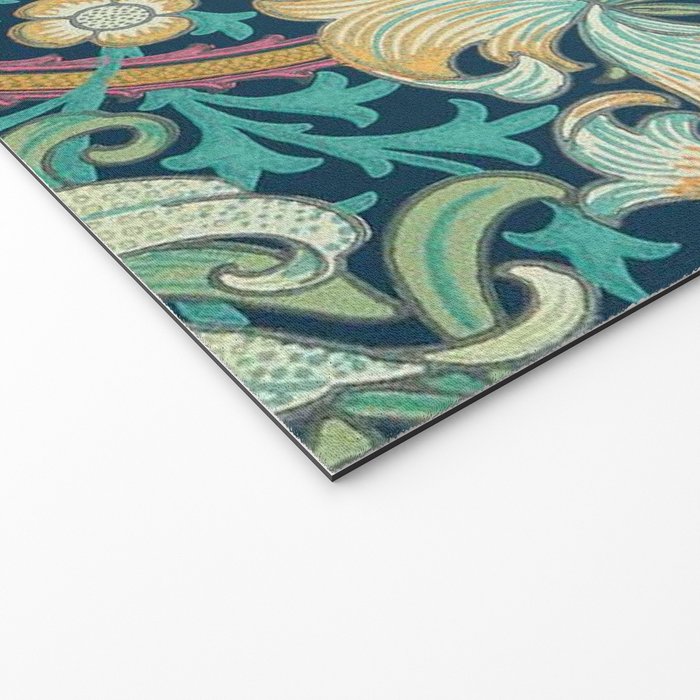 William Morris Golden Lily Bright Green Gold Pink Welcome Mat Gallery Image 2