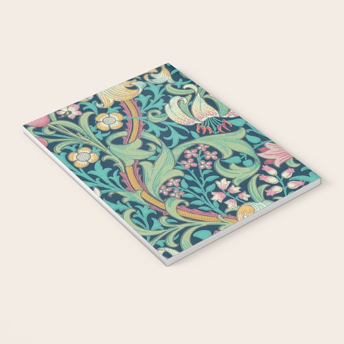 William Morris Golden Lily Bright Green Gold Pink Notebook Gallery Image 3