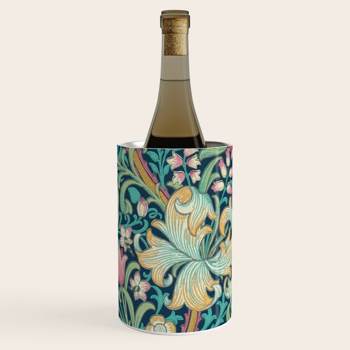 William Morris Golden Lily Bright Green Gold Pink Wine Chiller Gallery Image 3