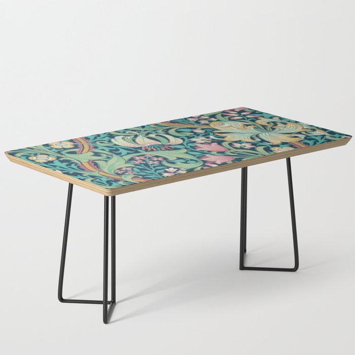 William Morris Golden Lily Bright Green Gold Pink Coffee Table Gallery Image 1