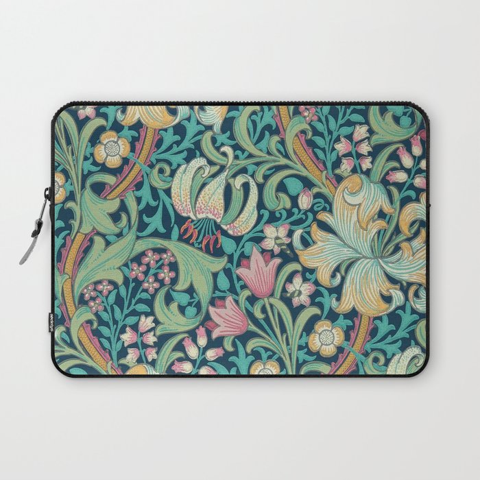 William Morris Golden Lily Bright Green Gold Pink Laptop Sleeve Gallery Image 1