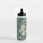 William Morris Golden Lily Bright Green Gold Pink Water Bottle Gallery Image 2