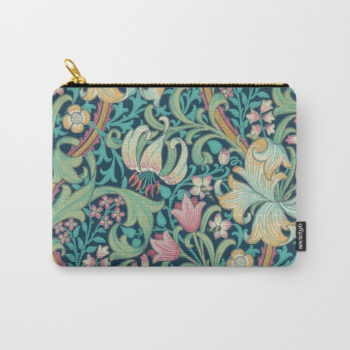 William Morris Golden Lily Bright Green Gold Pink Carry All Pouch Gallery Image 1