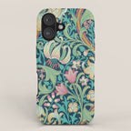 William Morris Golden Lily Bright Green Gold Pink iPhone Case Gallery Image 1
