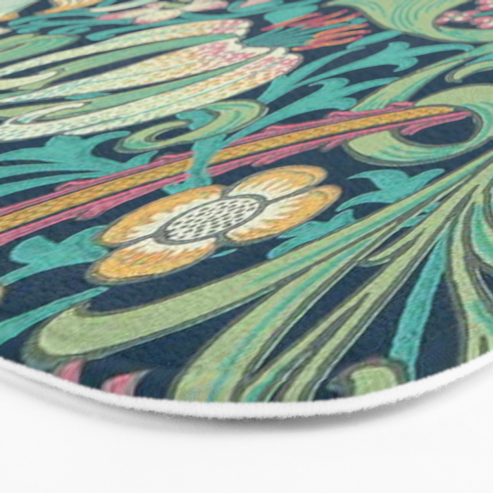 William Morris Golden Lily Bright Green Gold Pink Bath Mat Gallery Image 3