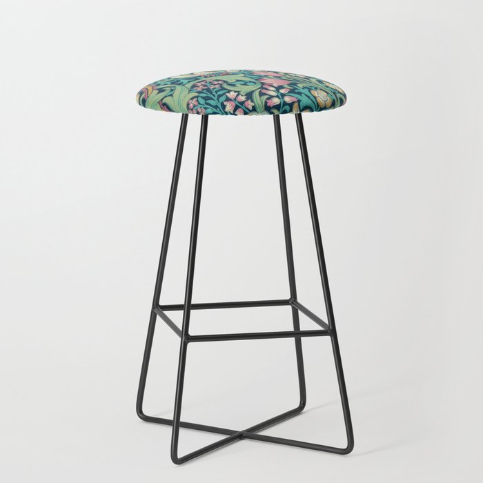 William Morris Golden Lily Bright Green Gold Pink Stool Gallery Image 1