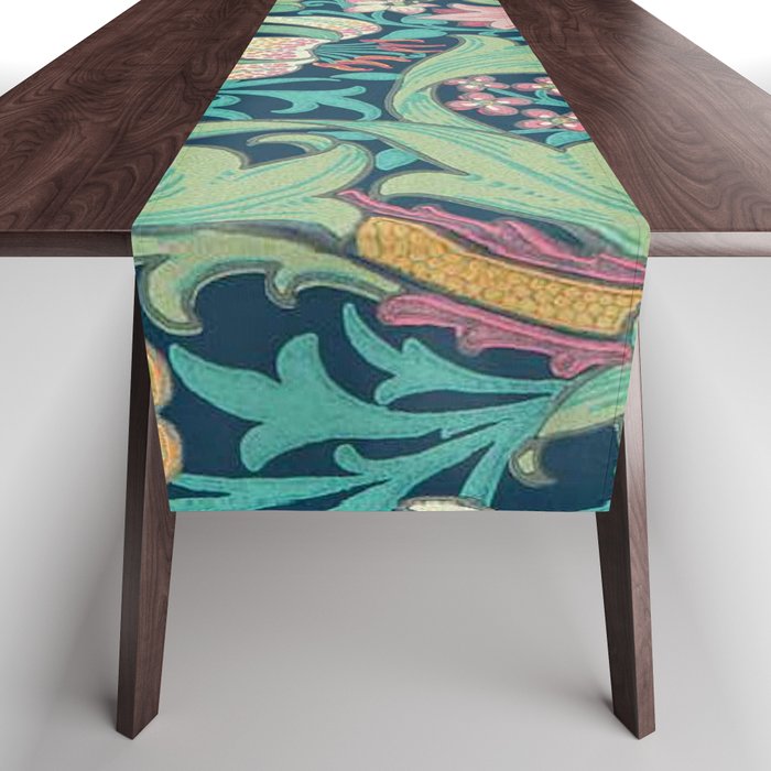 William Morris Golden Lily Bright Green Gold Pink Table Runner Gallery Image 1