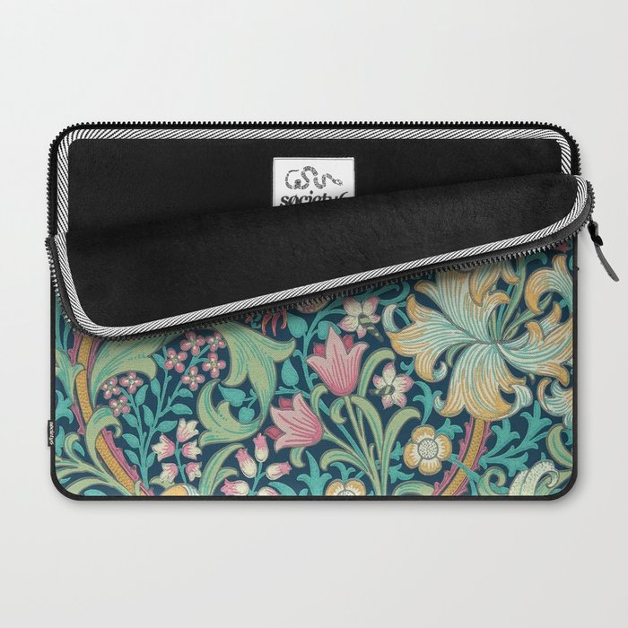 William Morris Golden Lily Bright Green Gold Pink Laptop Sleeve Gallery Image 2
