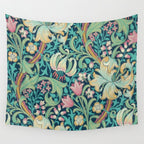 William Morris Golden Lily Bright Green Gold Pink Wall Tapestry Gallery Image 4