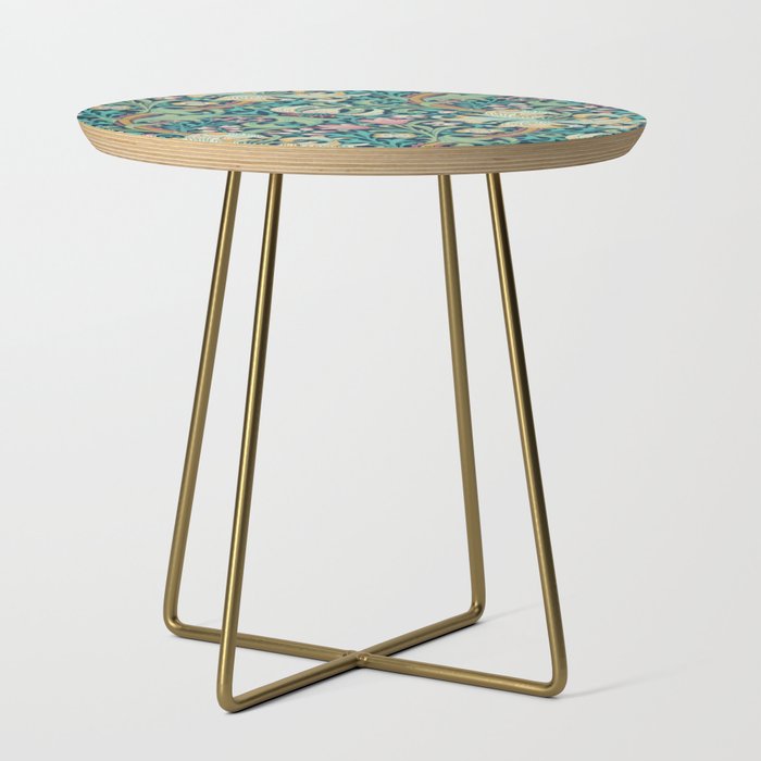 William Morris Golden Lily Bright Green Gold Pink Side Table Gallery Image 1