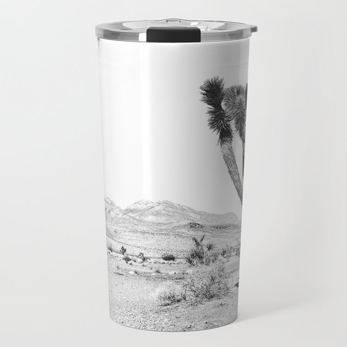 Vintage Desert Scape B&W // Cactus Nature Summer Sun Landscape Black and White Photography Travel Mug Gallery Image 1