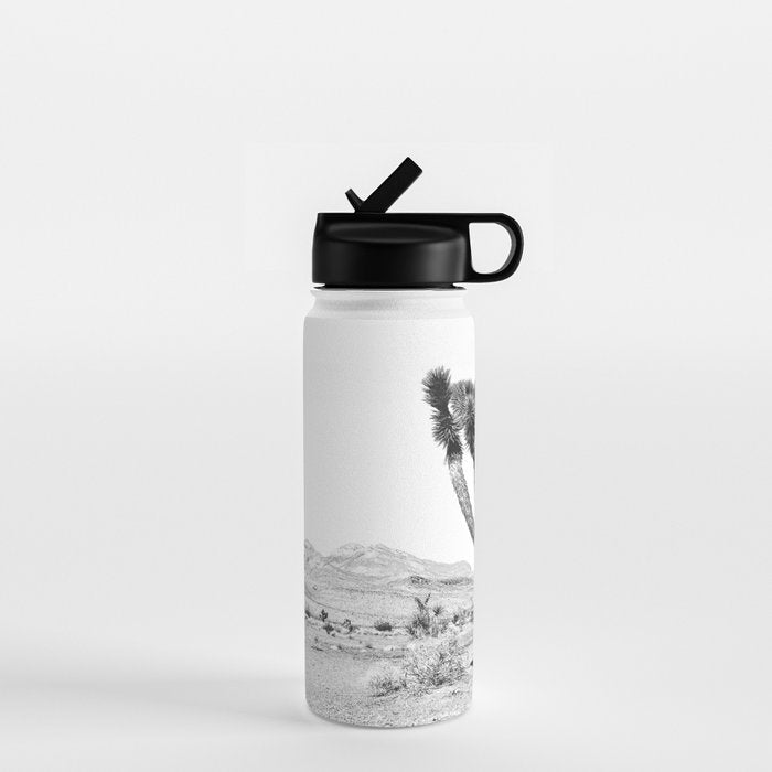 Vintage Desert Scape B&W // Cactus Nature Summer Sun Landscape Black and White Photography Water Bottle Gallery Image 1