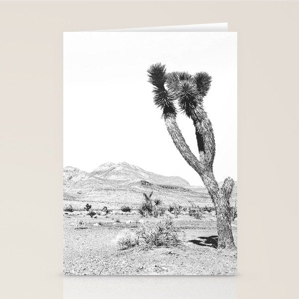 Vintage Desert Scape B&W // Cactus Nature Summer Sun Landscape Black and White Photography Stationery Card Gallery Image 2