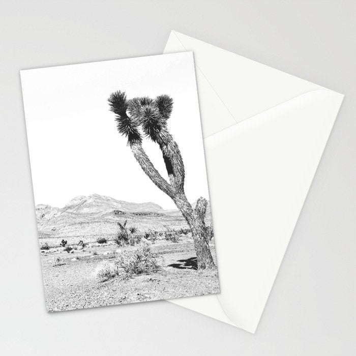 Vintage Desert Scape B&W // Cactus Nature Summer Sun Landscape Black and White Photography Stationery Card Gallery Image 2