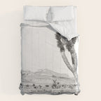 Vintage Desert Scape B&W // Cactus Nature Summer Sun Landscape Black and White Photography Comforter Gallery Image 6
