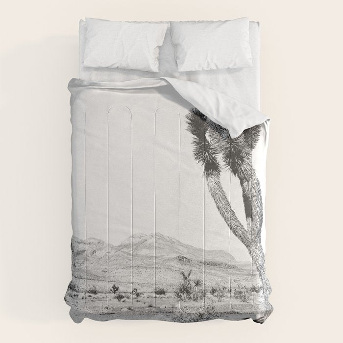 Vintage Desert Scape B&W // Cactus Nature Summer Sun Landscape Black and White Photography Comforter Gallery Image 6