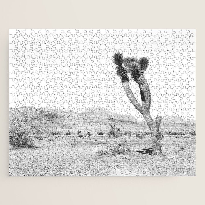 Vintage Desert Scape B&W // Cactus Nature Summer Sun Landscape Black and White Photography Jigsaw Puzzle Gallery Image 1
