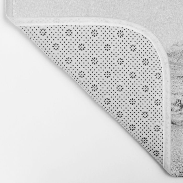 Vintage Desert Scape B&W // Cactus Nature Summer Sun Landscape Black and White Photography Bath Mat Gallery Image 2